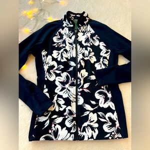 Ralph Lauren Active Long Sleeves Floral Black White Pink Top Jacket